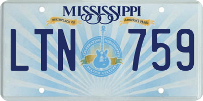 MS license plate LTN759