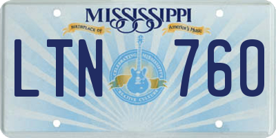 MS license plate LTN760