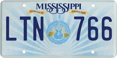 MS license plate LTN766