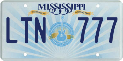 MS license plate LTN777