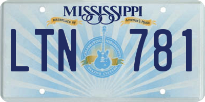MS license plate LTN781