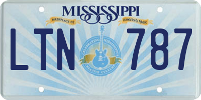 MS license plate LTN787