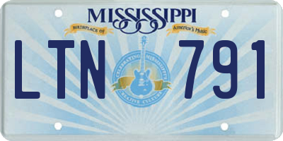 MS license plate LTN791