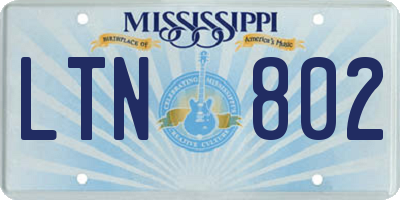 MS license plate LTN802