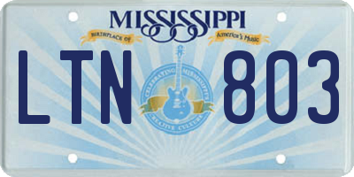 MS license plate LTN803