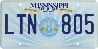 MS license plate LTN805