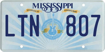 MS license plate LTN807