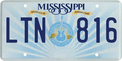 MS license plate LTN816