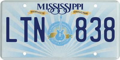 MS license plate LTN838