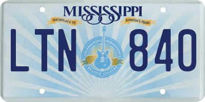 MS license plate LTN840