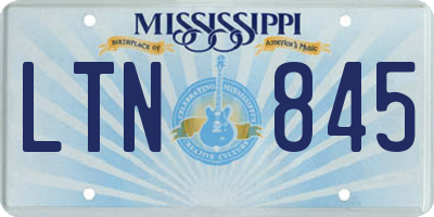 MS license plate LTN845