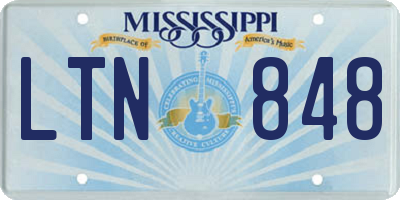 MS license plate LTN848