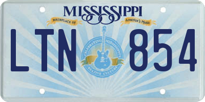 MS license plate LTN854