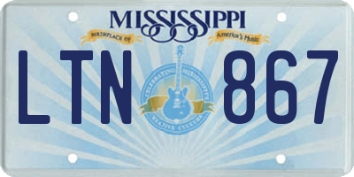 MS license plate LTN867