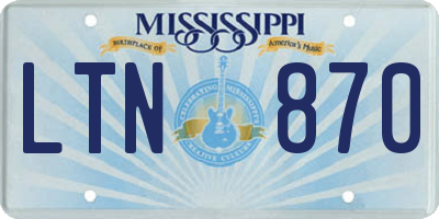 MS license plate LTN870