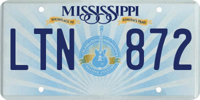 MS license plate LTN872