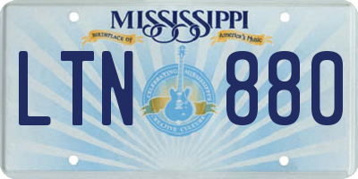 MS license plate LTN880