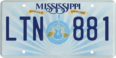 MS license plate LTN881