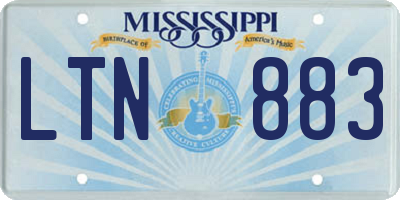 MS license plate LTN883