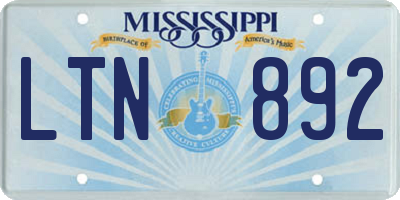 MS license plate LTN892