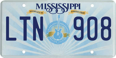 MS license plate LTN908