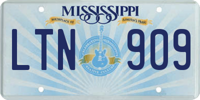 MS license plate LTN909