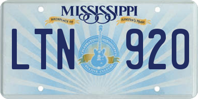 MS license plate LTN920