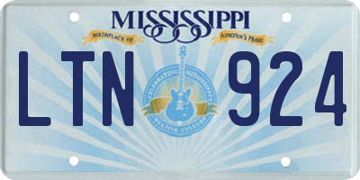MS license plate LTN924