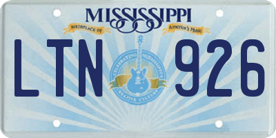 MS license plate LTN926