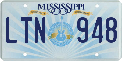 MS license plate LTN948
