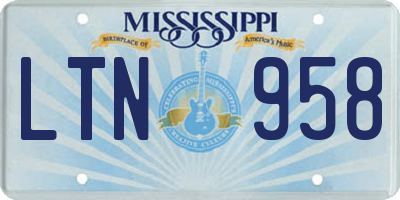 MS license plate LTN958