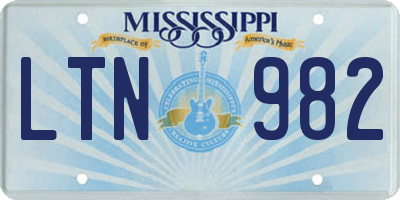MS license plate LTN982