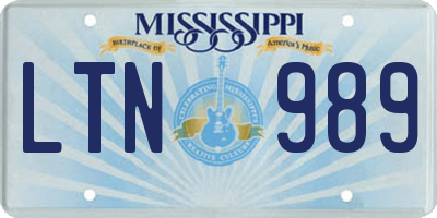 MS license plate LTN989