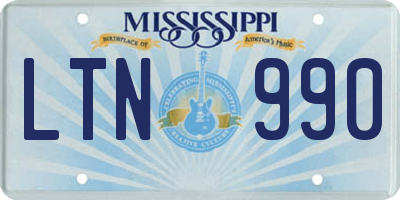 MS license plate LTN990