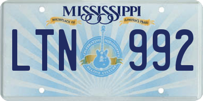 MS license plate LTN992