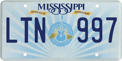 MS license plate LTN997