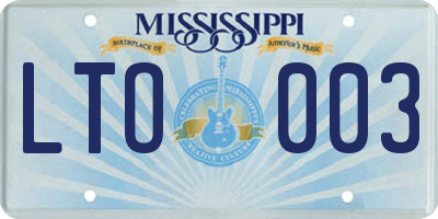 MS license plate LTO003