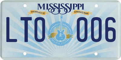 MS license plate LTO006