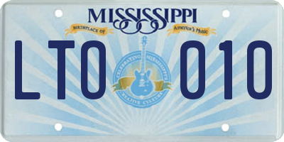 MS license plate LTO010