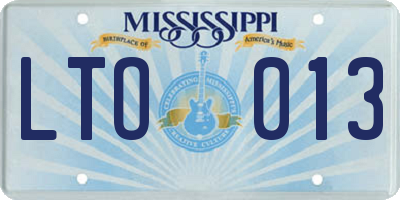 MS license plate LTO013