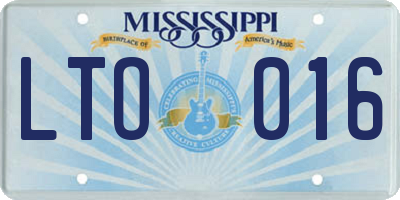 MS license plate LTO016