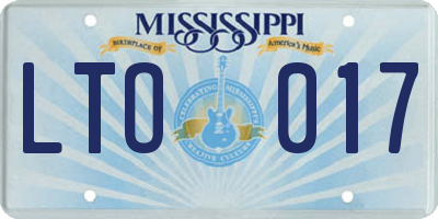 MS license plate LTO017