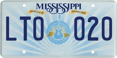 MS license plate LTO020
