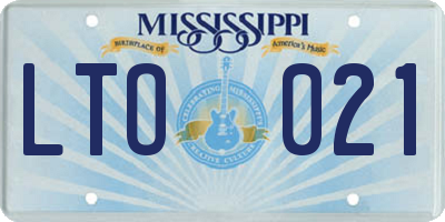 MS license plate LTO021