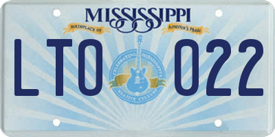 MS license plate LTO022