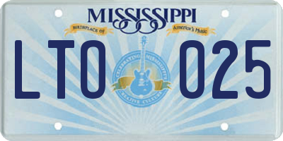MS license plate LTO025