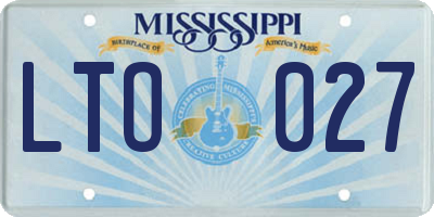 MS license plate LTO027