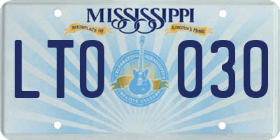 MS license plate LTO030