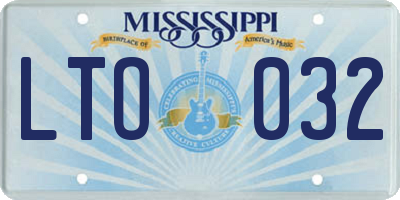 MS license plate LTO032