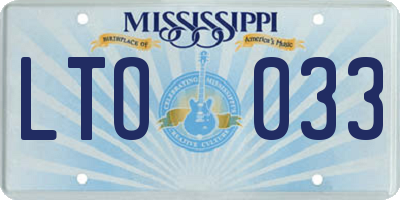 MS license plate LTO033